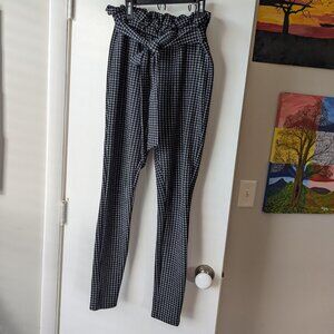 Shein High Waisted Paperbag Checkered Skinny Pants Size Curve 0XL